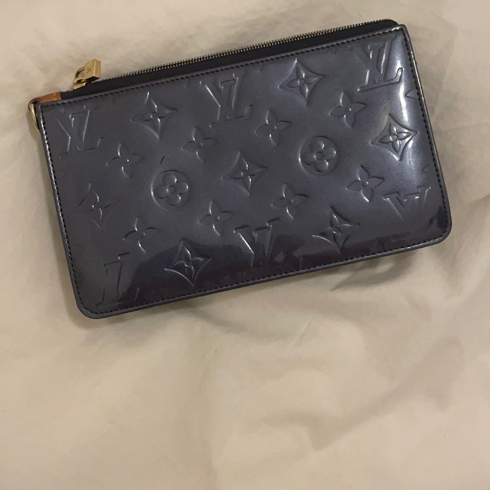 Louis Vuitton patent leather blue clutch